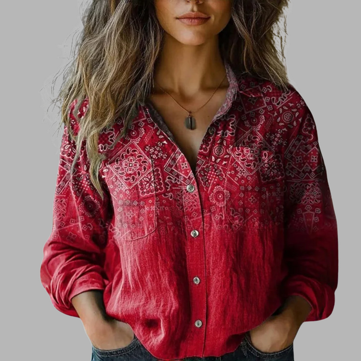 MD | Blouse à Imprimé Floral Rétro