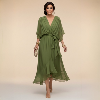 MD | Robe en Chiffon à Décolleté V
