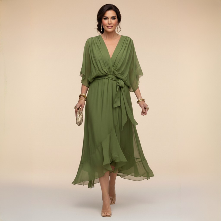 MD | Robe en Chiffon à Décolleté V