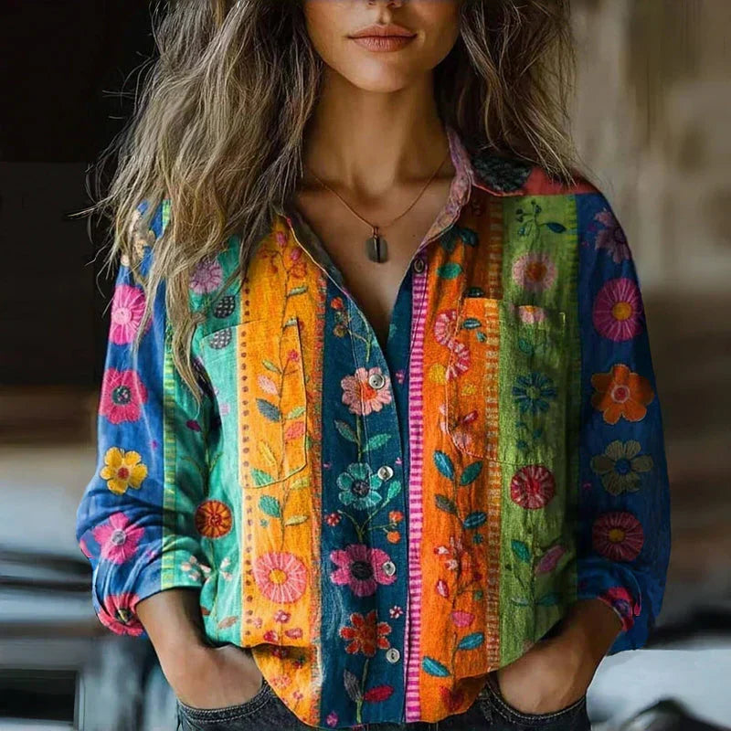 MD | Blouse à Imprimé Floral Rétro
