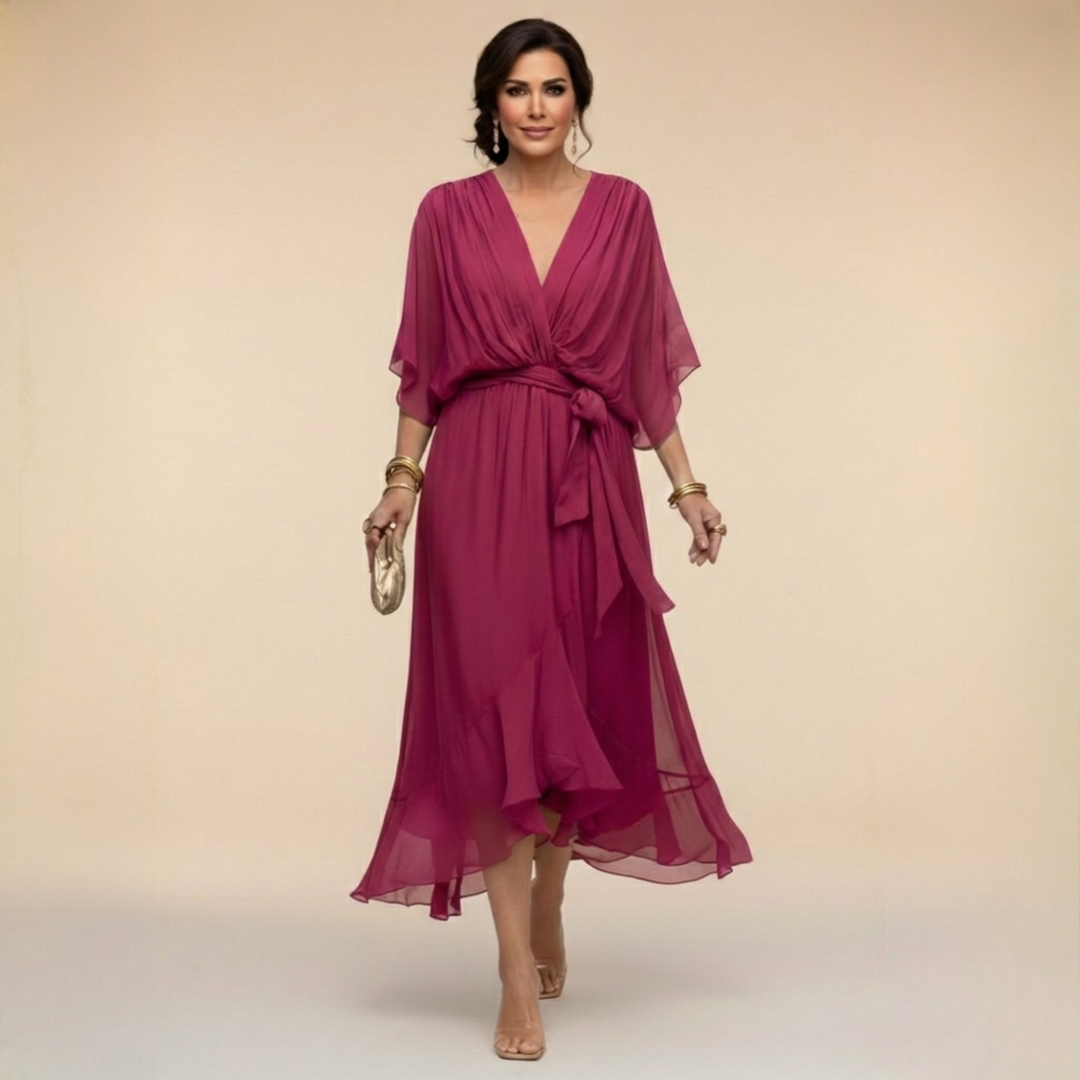 MD | Robe en Chiffon à Décolleté V