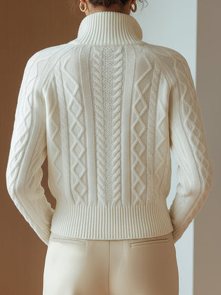 MD | PULL COL MONTANT EN MAILLE DOUCE IMPRIMÉE