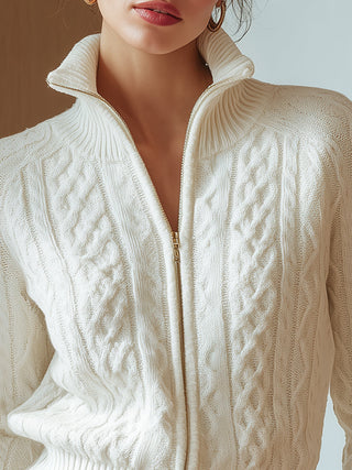 MD | PULL COL MONTANT EN MAILLE DOUCE IMPRIMÉE