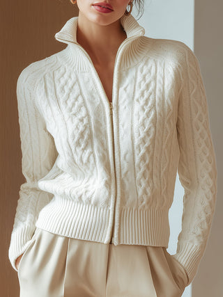 MD | PULL COL MONTANT EN MAILLE DOUCE IMPRIMÉE