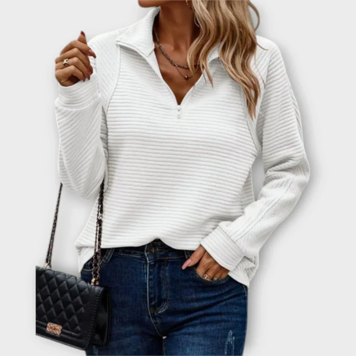 MD | PULL CHIC DÉCONTRACTÉ À COL ZIPPÉ