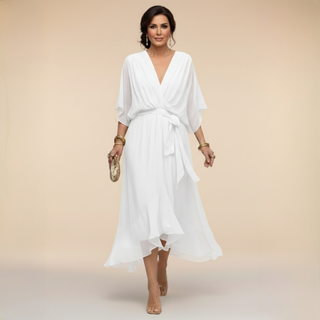 MD | Robe en Chiffon à Décolleté V