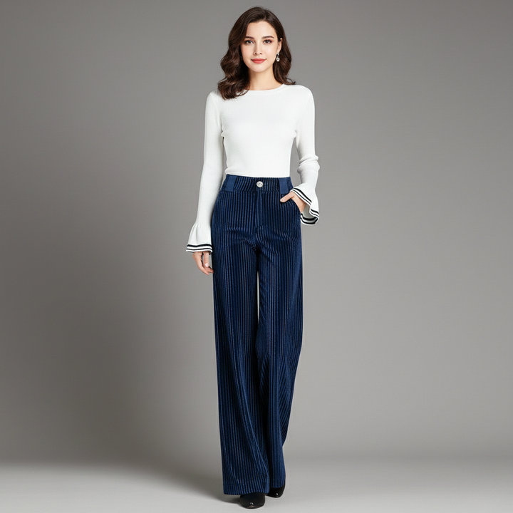 MD | PANTALON EN VELOURS TRICOTÉ TAILLE HAUTE