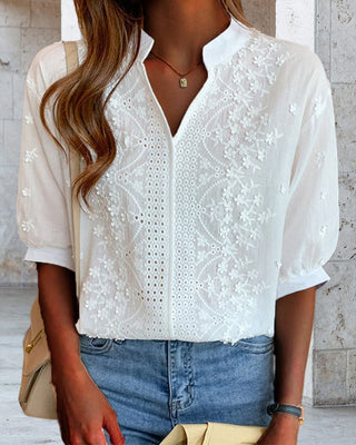 MD | Blouse Blanche Élégante avec Manches Bouffantes