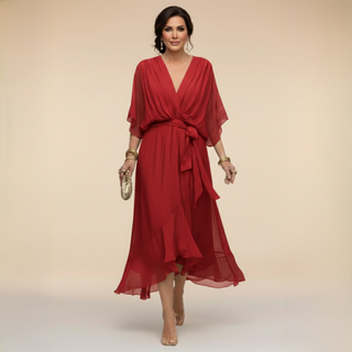 MD | Robe en Chiffon à Décolleté V