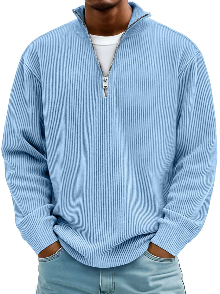 MD | Pull Col Zippé Côtelé Marc