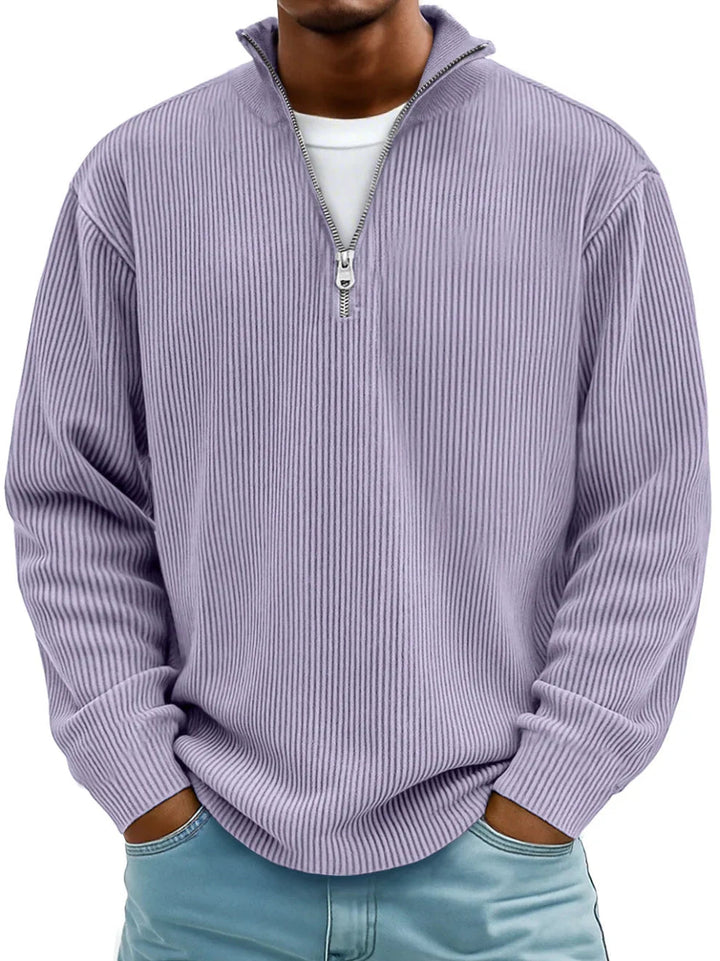 MD | Pull Col Zippé Côtelé Marc