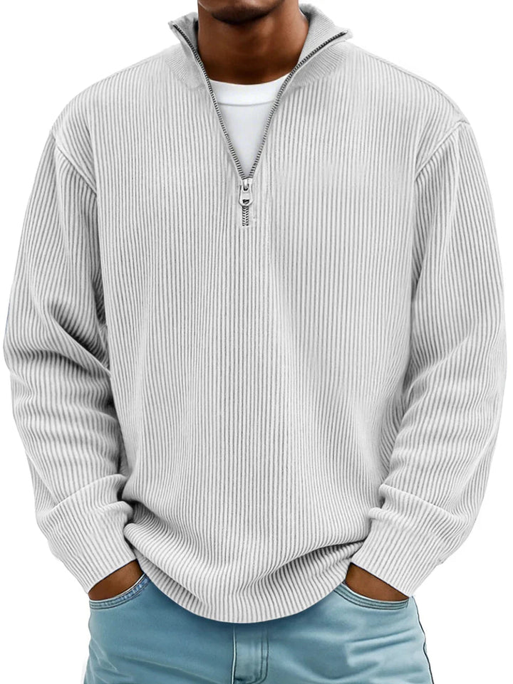 MD | Pull Col Zippé Côtelé Marc