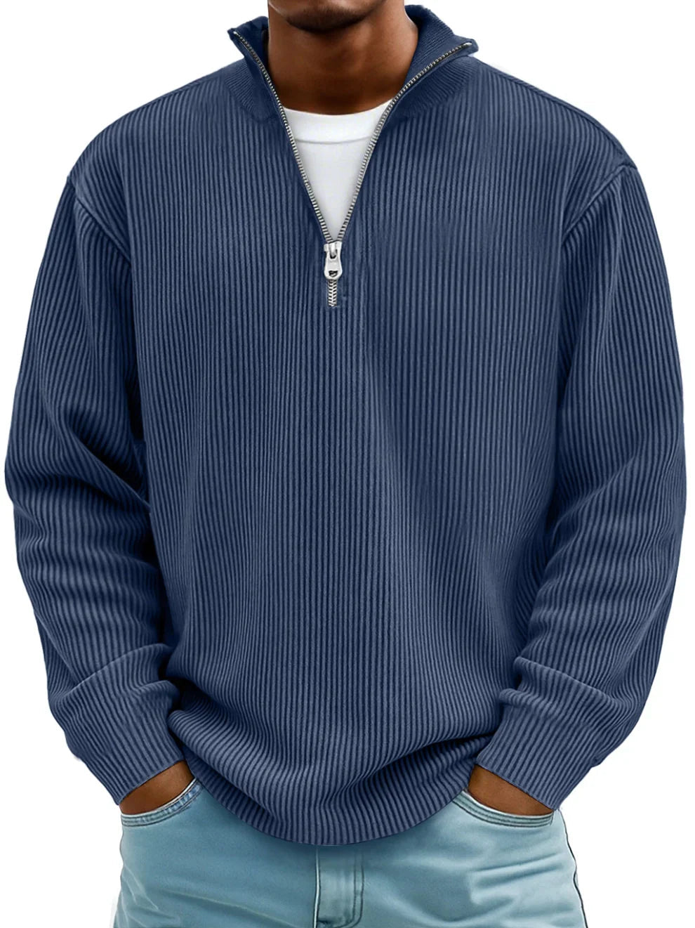 MD | Pull Col Zippé Côtelé Marc