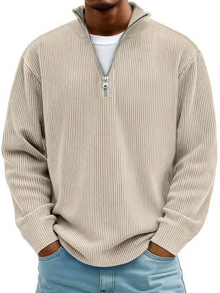 MD | Pull Col Zippé Côtelé Marc