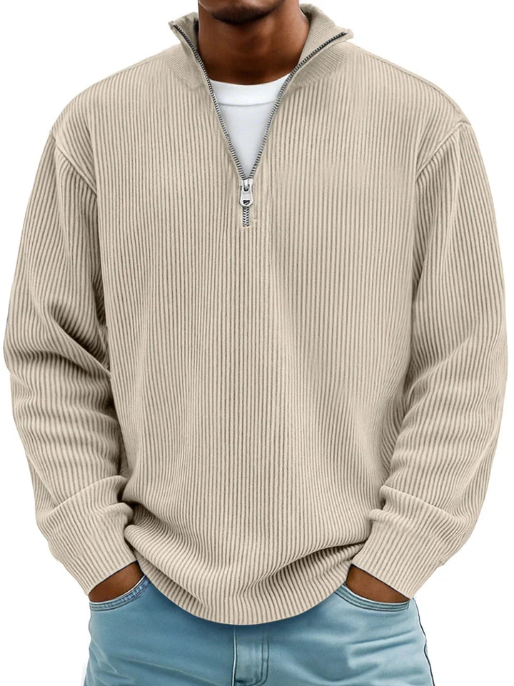 MD | Pull Col Zippé Côtelé Marc