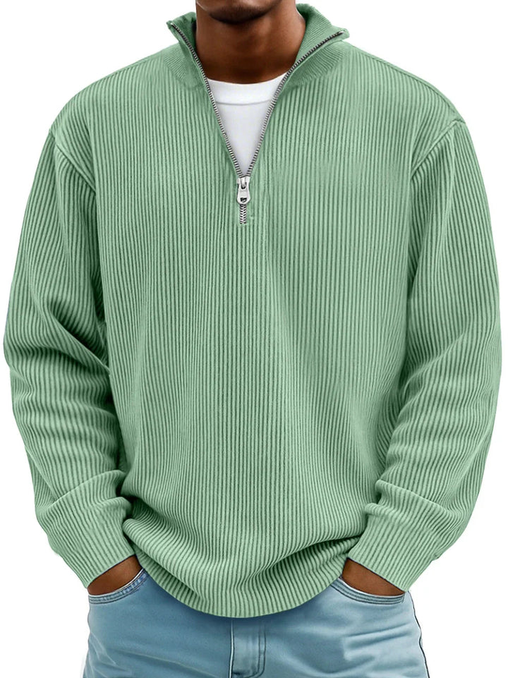 MD | Pull Col Zippé Côtelé Marc