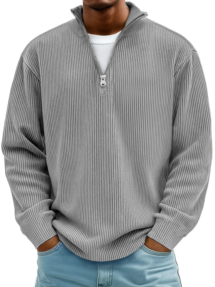 MD | Pull Col Zippé Côtelé Marc