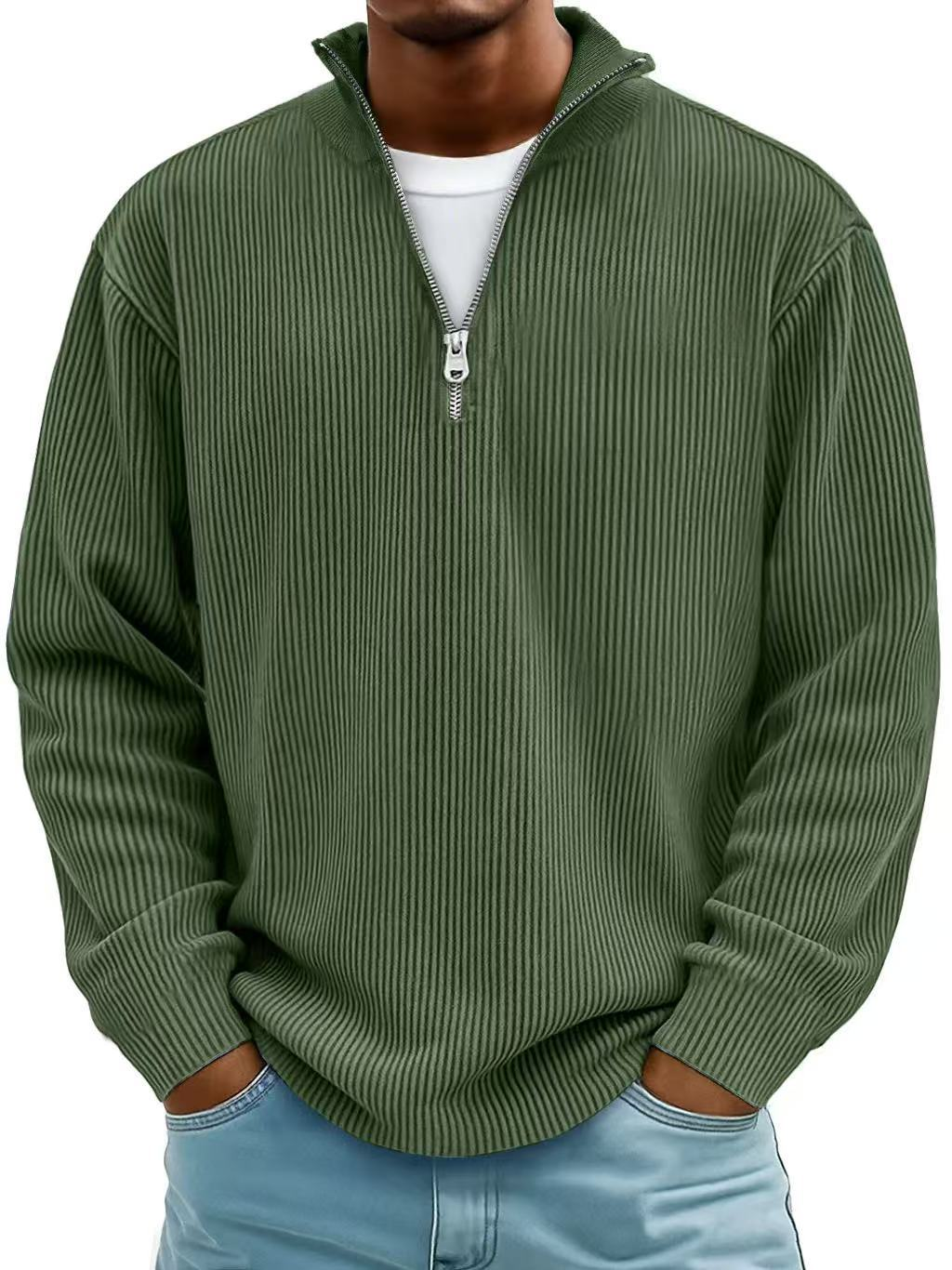 MD | Pull Col Zippé Côtelé Marc