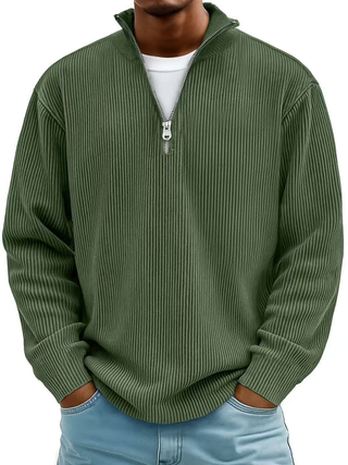 MD | Pull Col Zippé Côtelé Marc