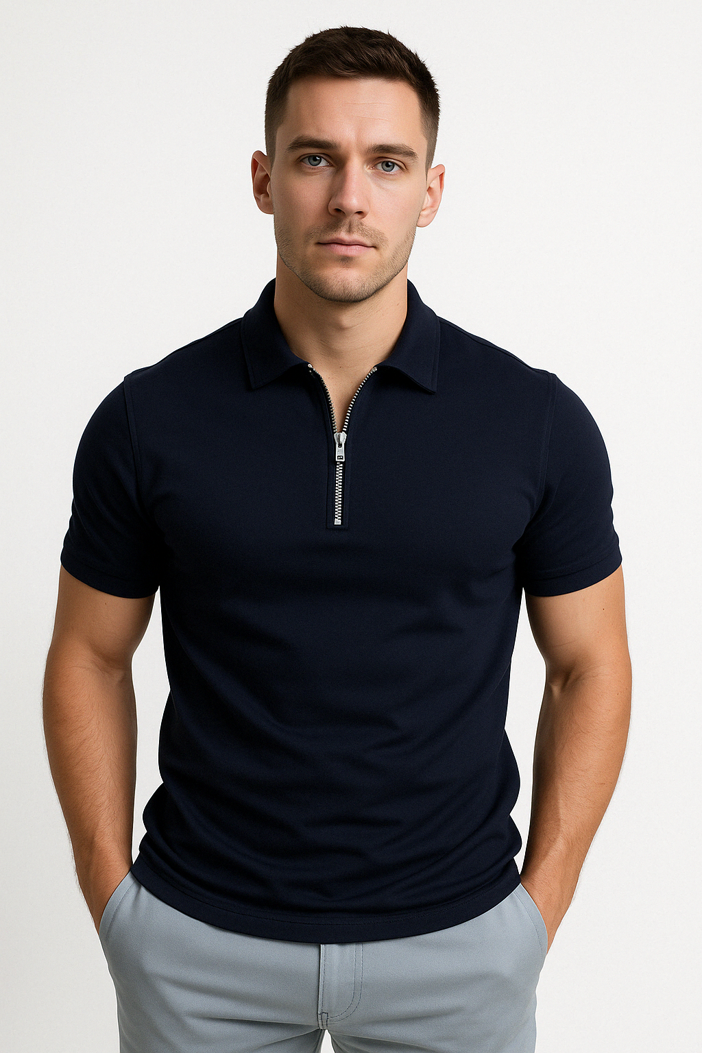 MD | POLO MODERNE AVEC ZIP MI-HAUT