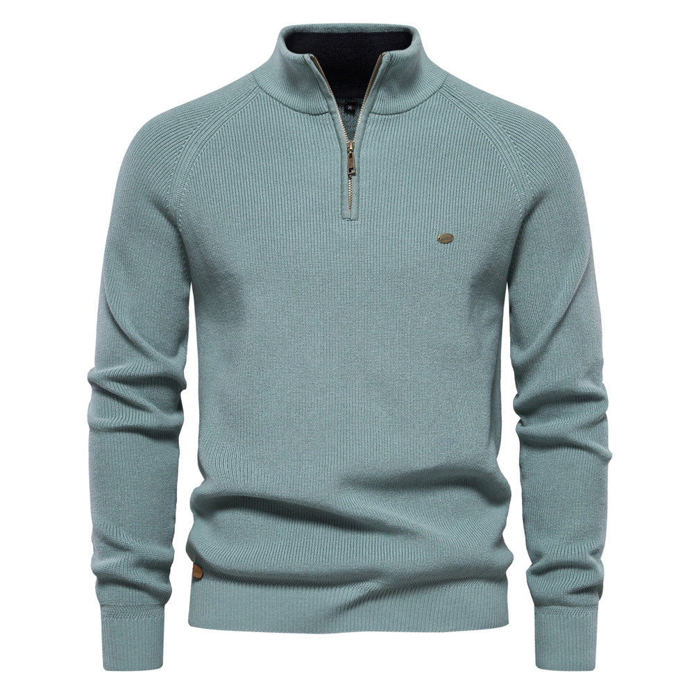 MD | Pull Demi-Zip Maille Côtelée Pierre