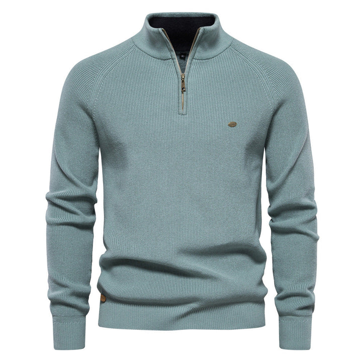 MD | Pull Demi-Zip Maille Côtelée Pierre