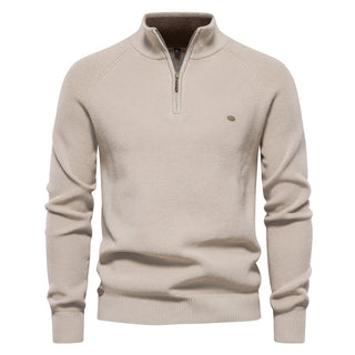 MD | Pull Demi-Zip Maille Côtelée Pierre