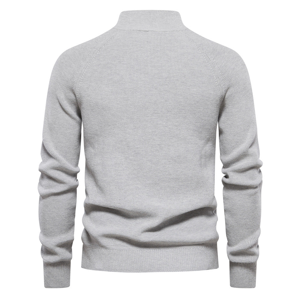 MD | Pull Demi-Zip Maille Côtelée Pierre