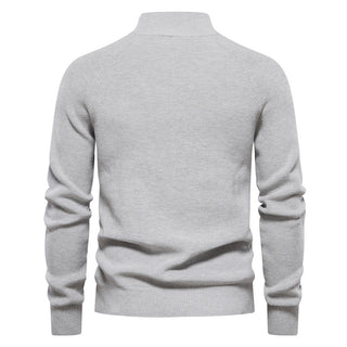 MD | Pull Demi-Zip Maille Côtelée Pierre