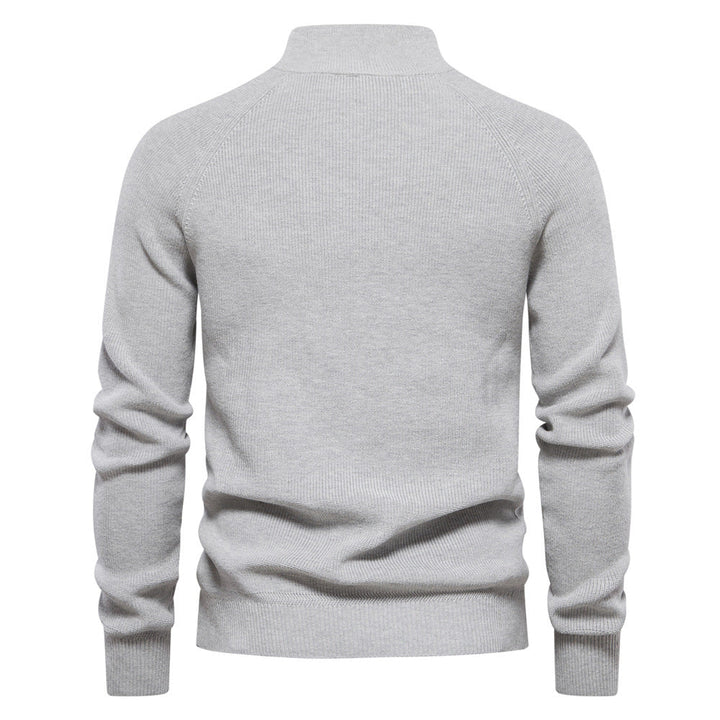 MD | Pull Demi-Zip Maille Côtelée Pierre