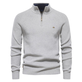 MD | Pull Demi-Zip Maille Côtelée Pierre