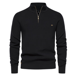 MD | Pull Demi-Zip Maille Côtelée Pierre