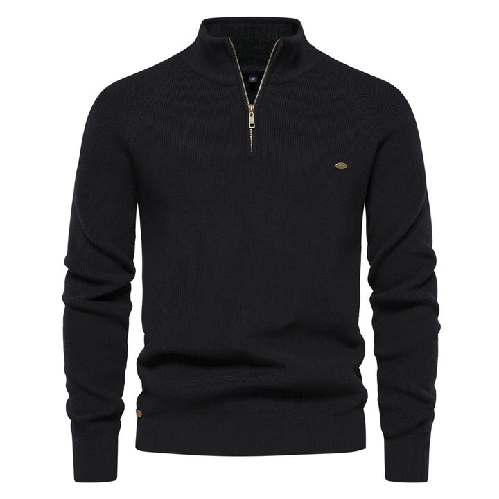 MD | Pull Demi-Zip Maille Côtelée Pierre