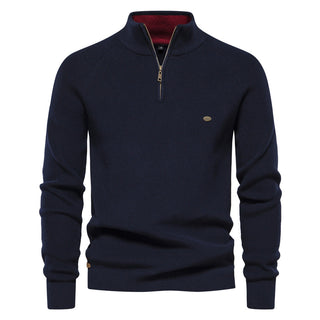 MD | Pull Demi-Zip Maille Côtelée Pierre
