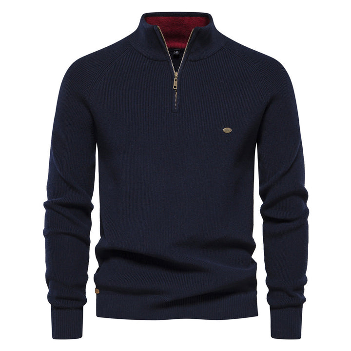 MD | Pull Demi-Zip Maille Côtelée Pierre