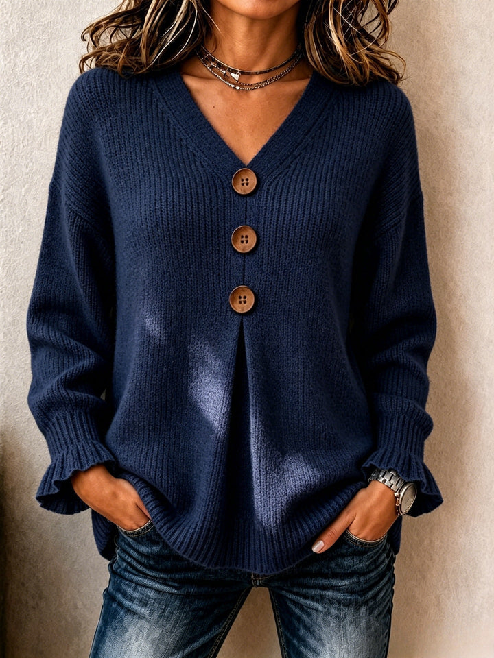 MD | PULL COL V BOUTONNÉ