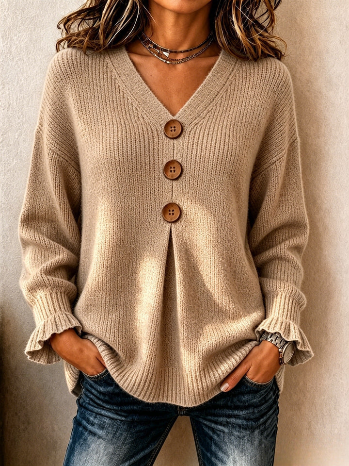 MD | PULL COL V BOUTONNÉ