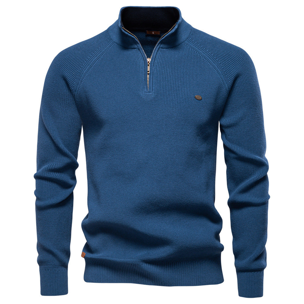 MD | Pull Demi-Zip Maille Côtelée Pierre
