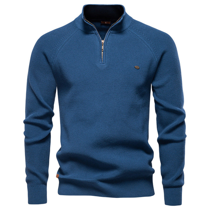 MD | Pull Demi-Zip Maille Côtelée Pierre