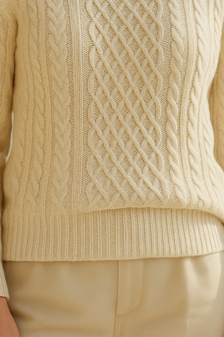 MD | PULL TORSADÉ À COL ROULÉ EN MAILLE DOUCE