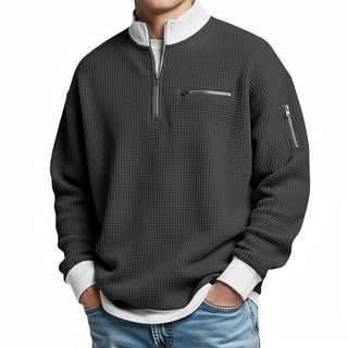 MD | Pull en maille gaufrée avec demi-zip