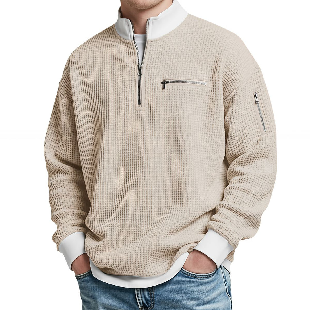 MD | Pull en maille gaufrée avec demi-zip