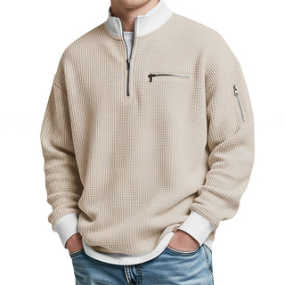 MD | Pull en maille gaufrée avec demi-zip