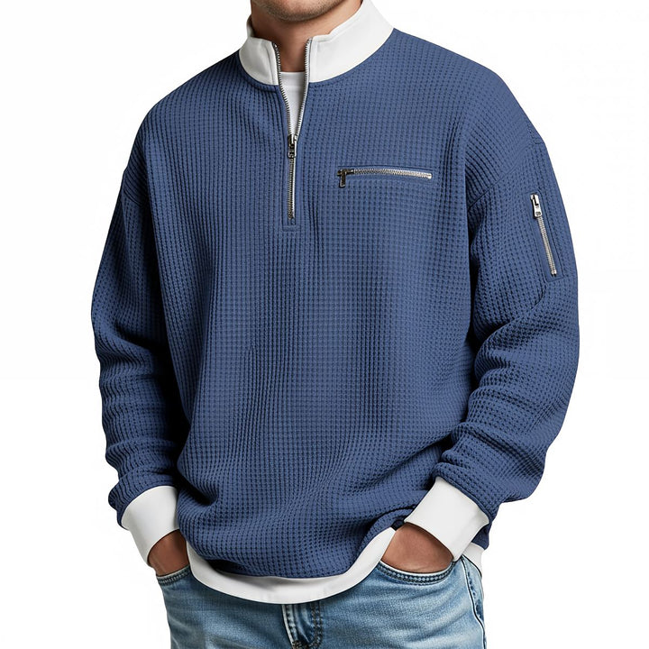 MD | Pull en maille gaufrée avec demi-zip