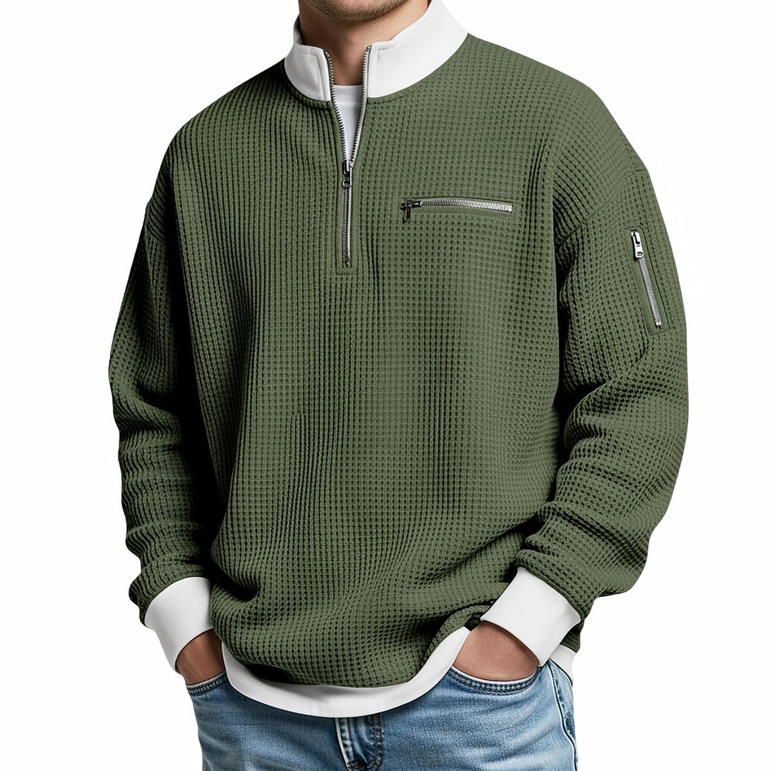 MD | Pull en maille gaufrée avec demi-zip
