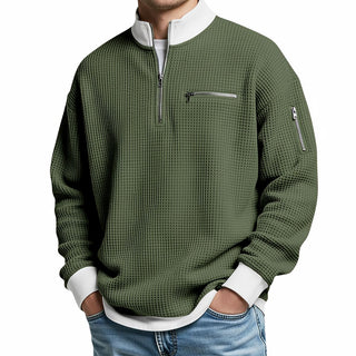 MD | Pull en maille gaufrée avec demi-zip