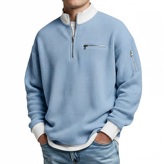 MD | Pull en maille gaufrée avec demi-zip