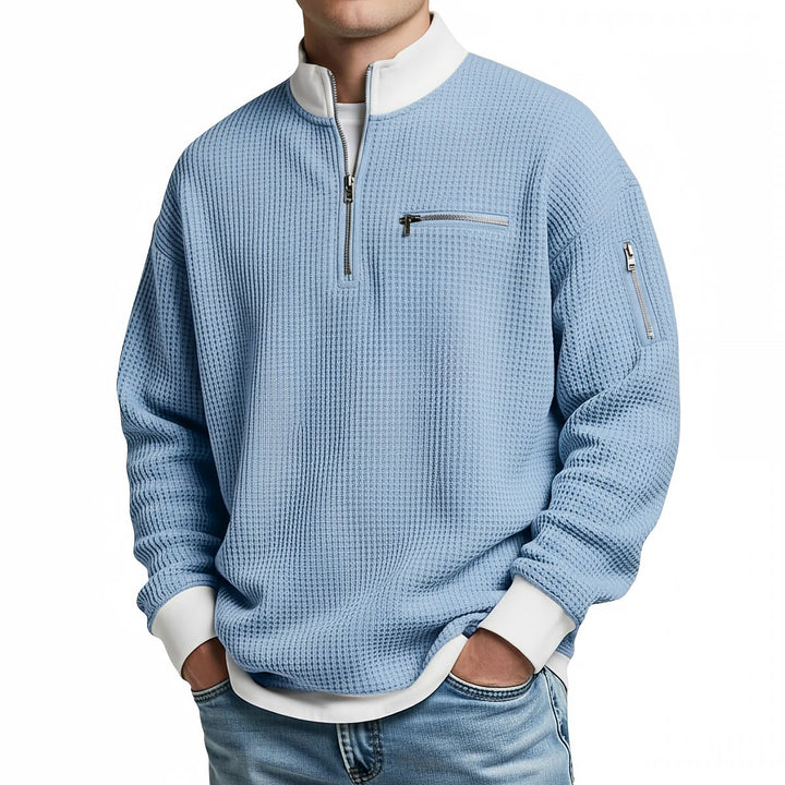 MD | Pull en maille gaufrée avec demi-zip