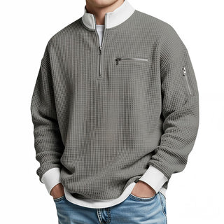 MD | Pull en maille gaufrée avec demi-zip