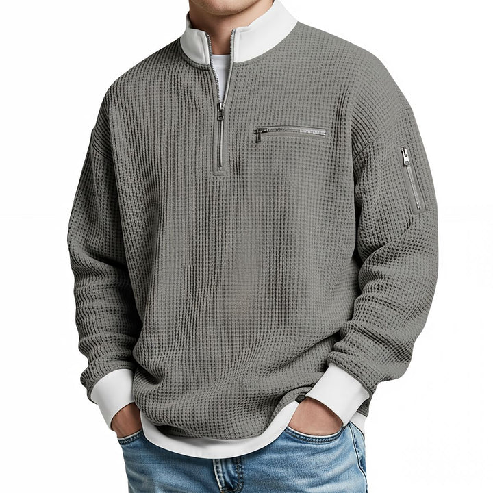 MD | Pull en maille gaufrée avec demi-zip